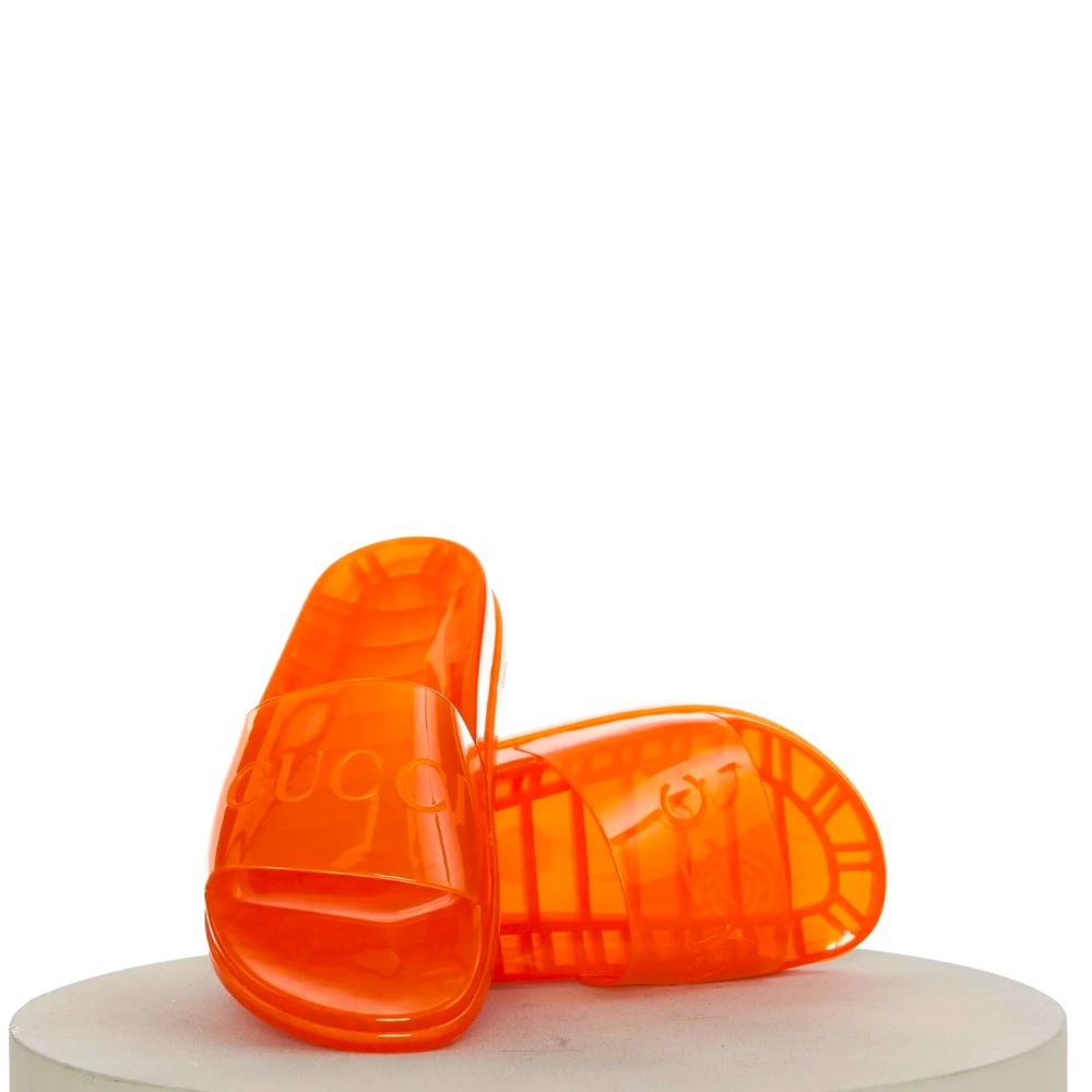 Gucci Men Transparent Orange Slide Sandals
